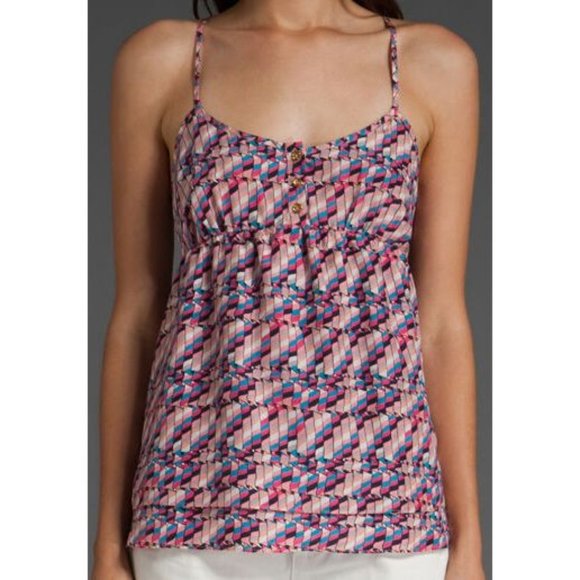 JUICY COUTURE Stripe RUFFLE Pink Chiffon CAMI TOP Blouse REGAL COMBO ( 10 ) - Picture 1 of 1